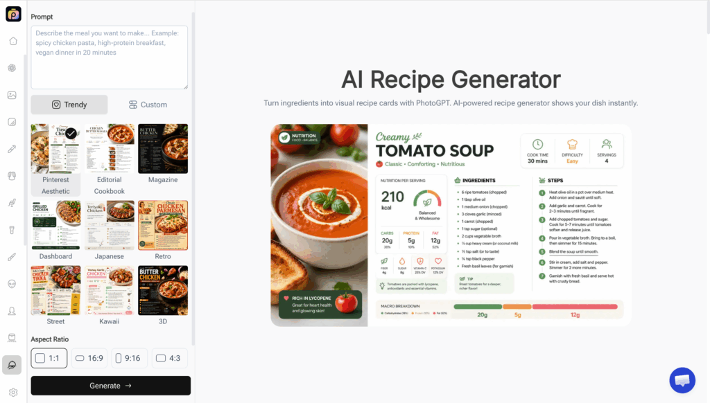PhotoGPT — Best for Visual Recipe Cards