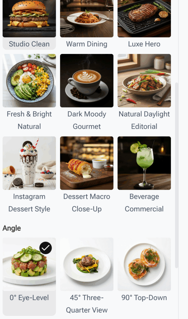 Step 2: Choose Your Style, Angle, and Aspect Ratio