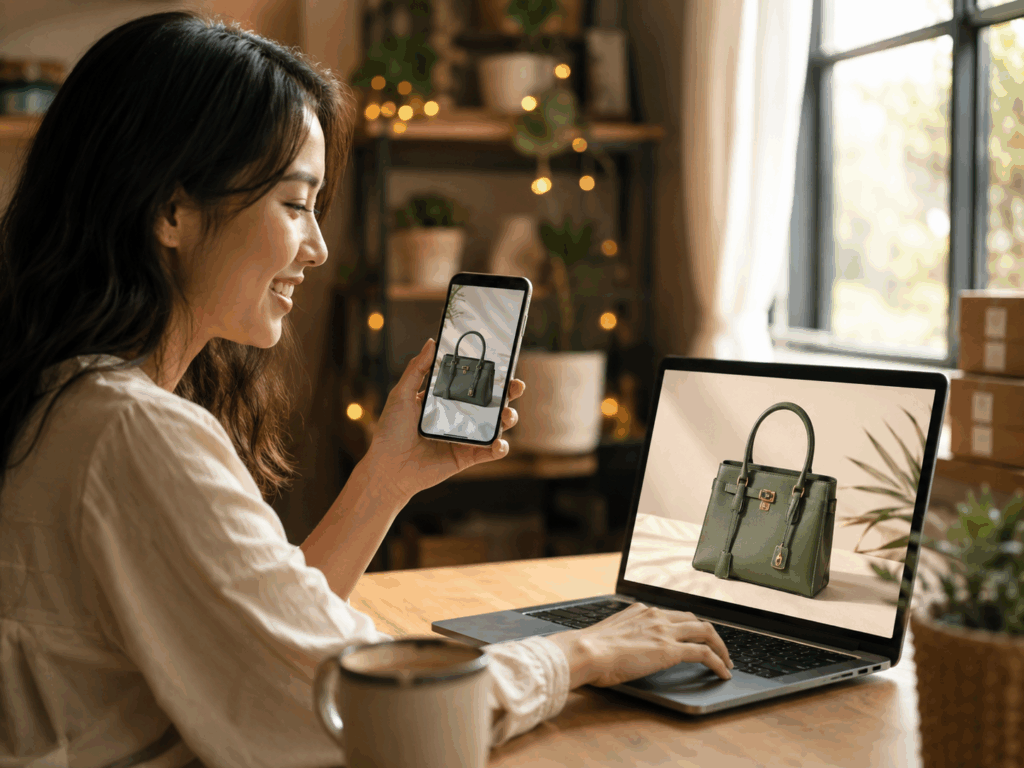 Online seller editing product photos with free AI photo editor — no design skills needed