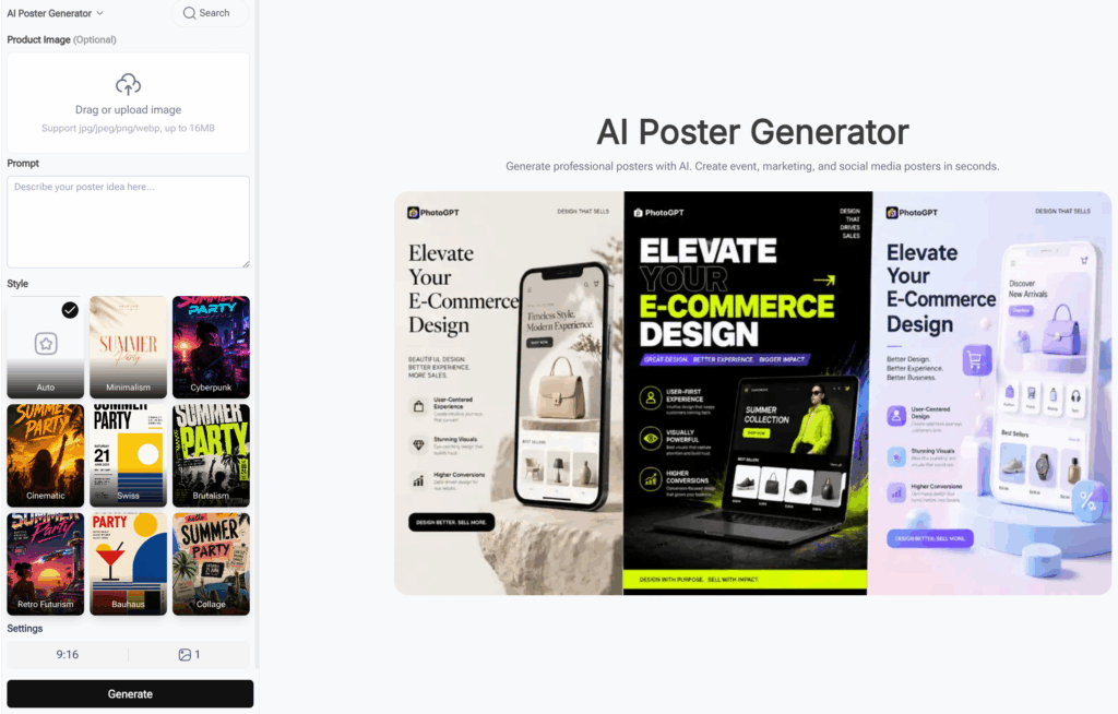 PhotoGPT — Best for Unique AI-Generated Poster Art