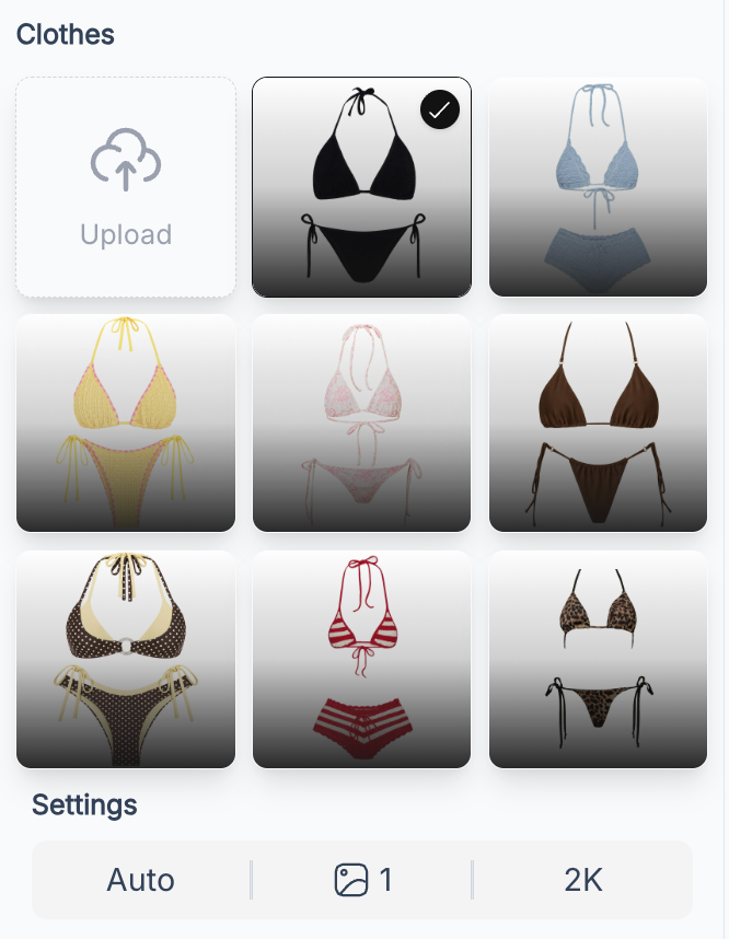 Choose or upload the bikini